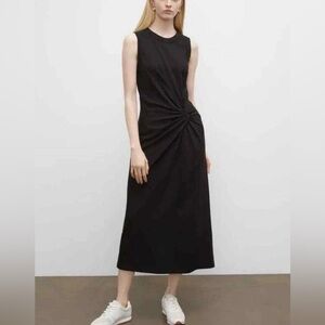 Club Monaco Women's Twist Front Maxi Dress Size Medium in Black Stretch Comfy